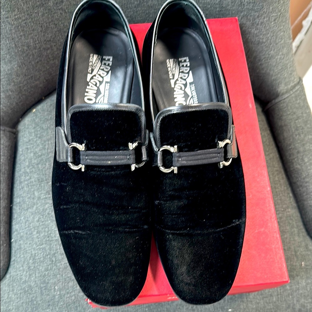 Salvatore Ferragamo Men's Black Loafers velvet